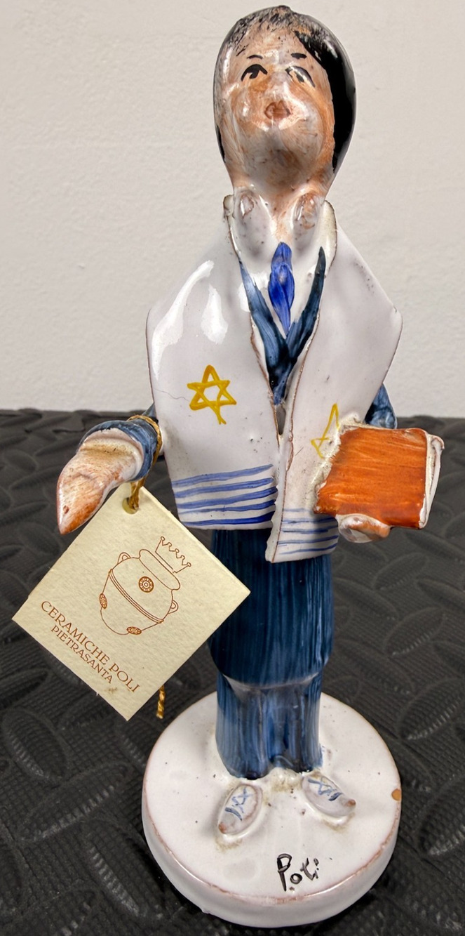 Bar Mitzvah Boy Authentic Cesare Poli Signed Italy Ceramic 72/165 Judaica 8"